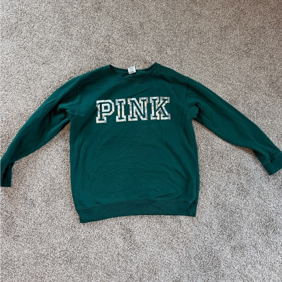 Victoria's Secret Sweaters - Victoria's Secret PINK Forest Green Sweatshirt